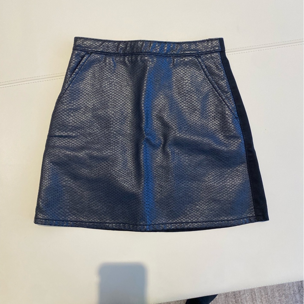 topshop moto navy faux snake skin front with black denim back